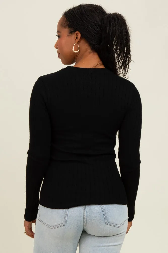 Black Ribbed Long Sleeve Top sold by Pinkblush product image thumbnail 3
