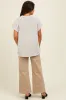 Taupe Short Sleeve V-Neck Solid Waffle Knit Maternity Top sold by Pinkblush