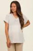 Taupe Short Sleeve V-Neck Solid Waffle Knit Maternity Top sold by Pinkblush