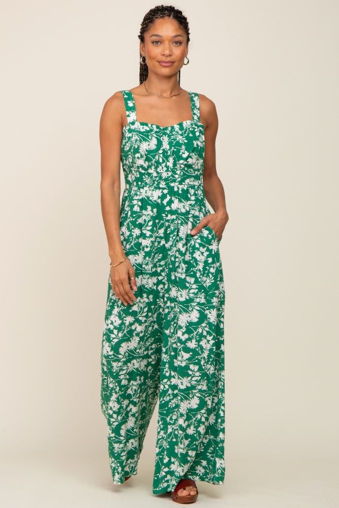 Green Floral Sweetheart Neck Jumpsuit sold by Pinkblush product image thumbnail 4