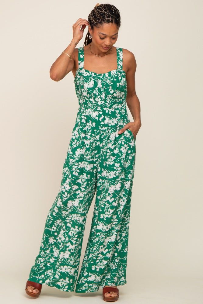 Green Floral Sweetheart Neck Jumpsuit sold by Pinkblush product image thumbnail 5