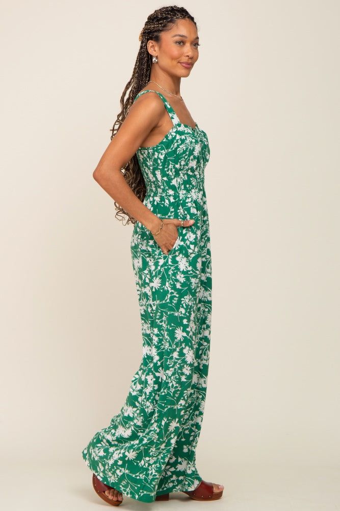 Green Floral Sweetheart Neck Jumpsuit sold by Pinkblush product image thumbnail 2