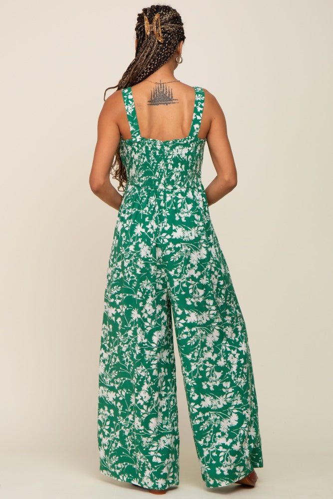 Green Floral Sweetheart Neck Jumpsuit sold by Pinkblush product image thumbnail 3