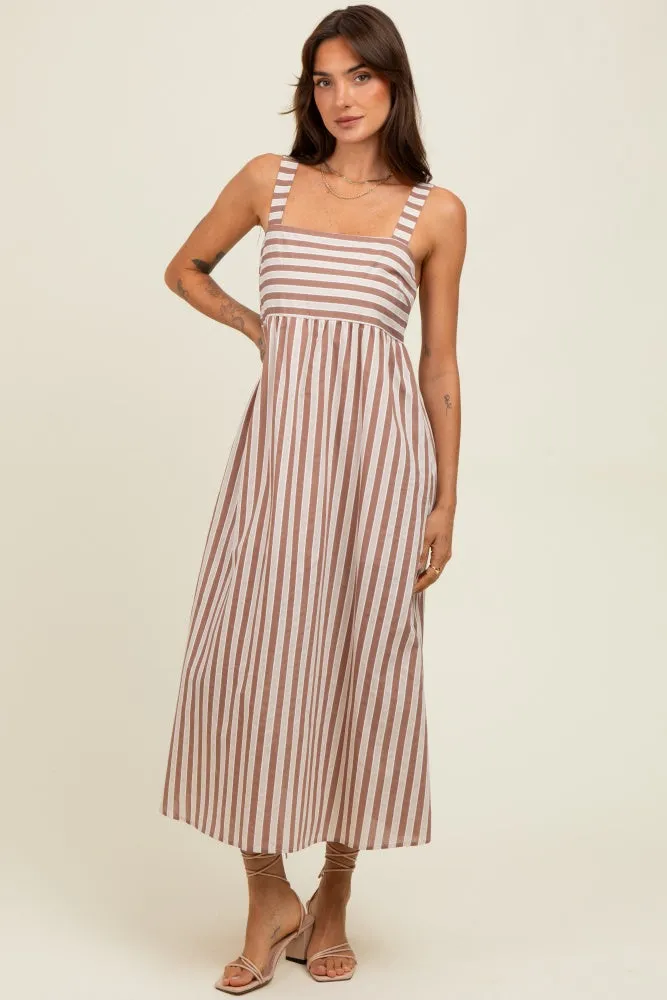 Mocha Striped Sleeveless Midi Dress sold by Pinkblush product image thumbnail 2
