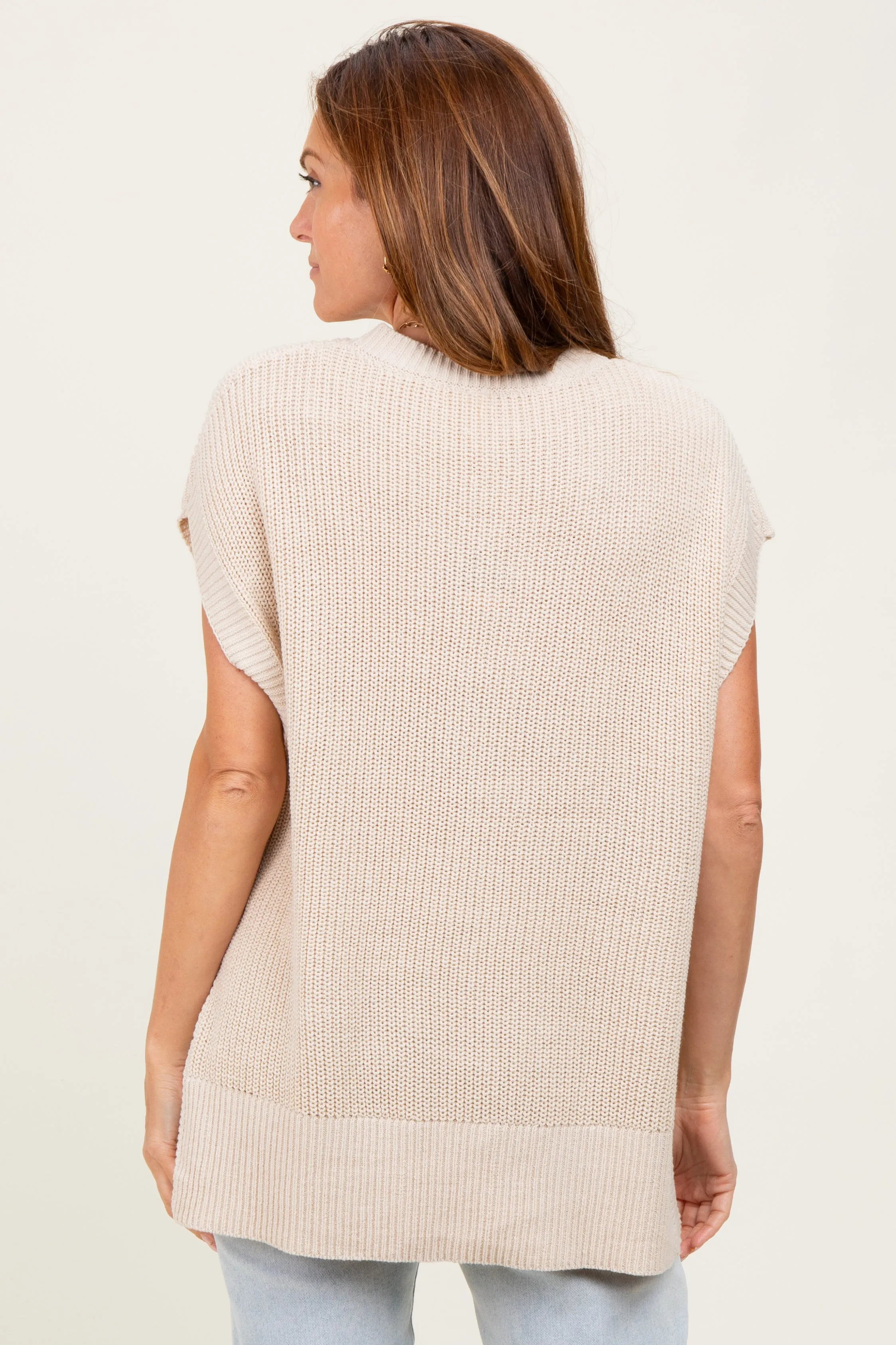 Cream Oversized Side Button Sweater Vest sold by Pinkblush product image thumbnail 4