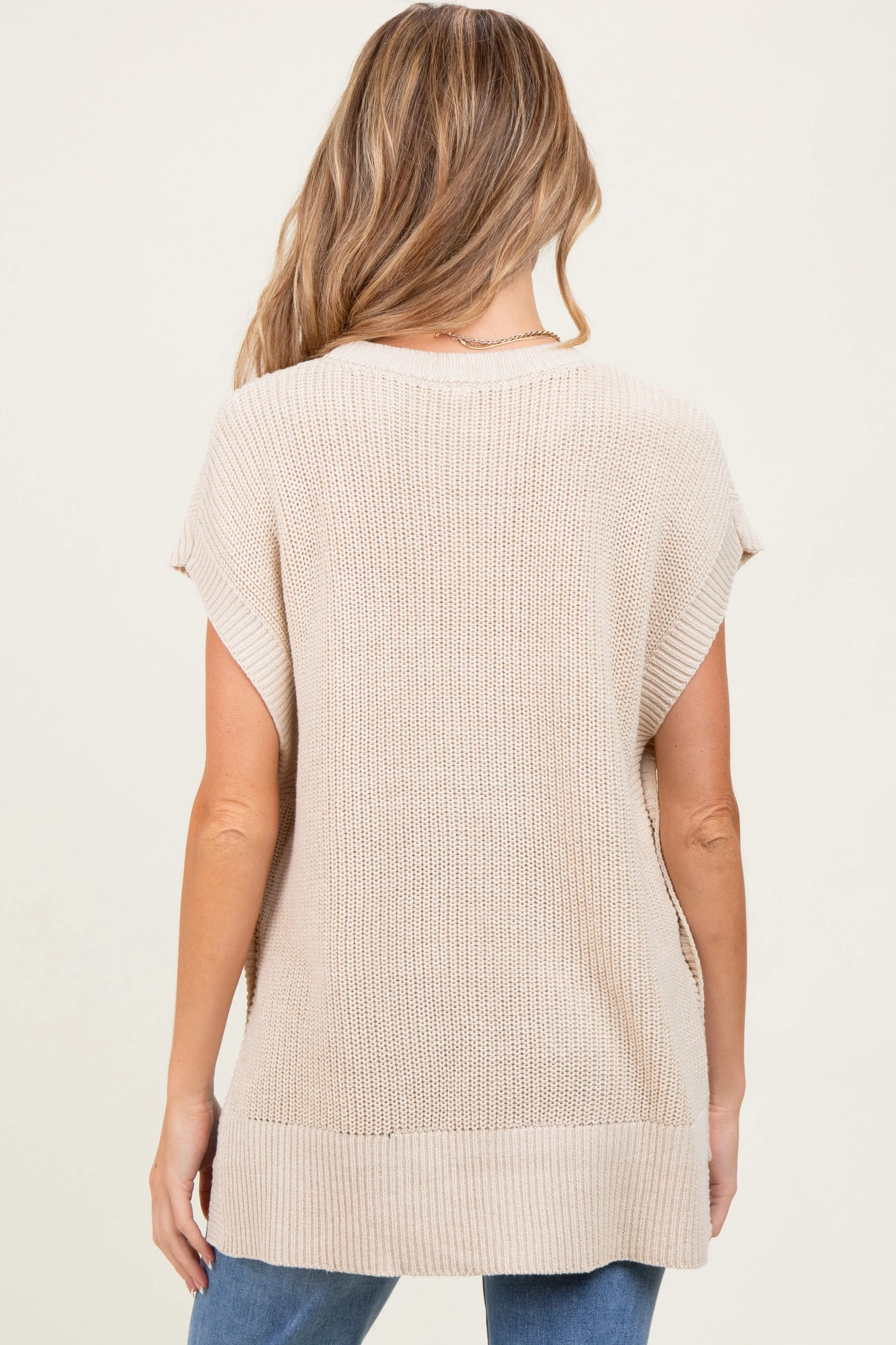 Cream Oversized Side Button Maternity Sweater Vest sold by Pinkblush product image thumbnail 3