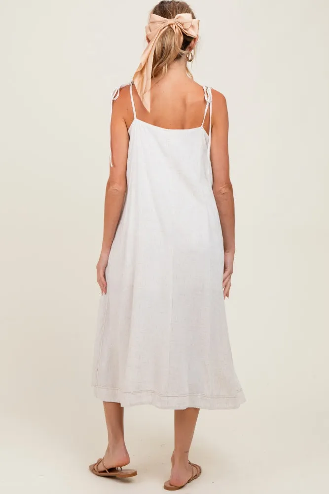 Ivory Shoulder Tie Maternity Midi Dress sold by Pinkblush product image thumbnail 3