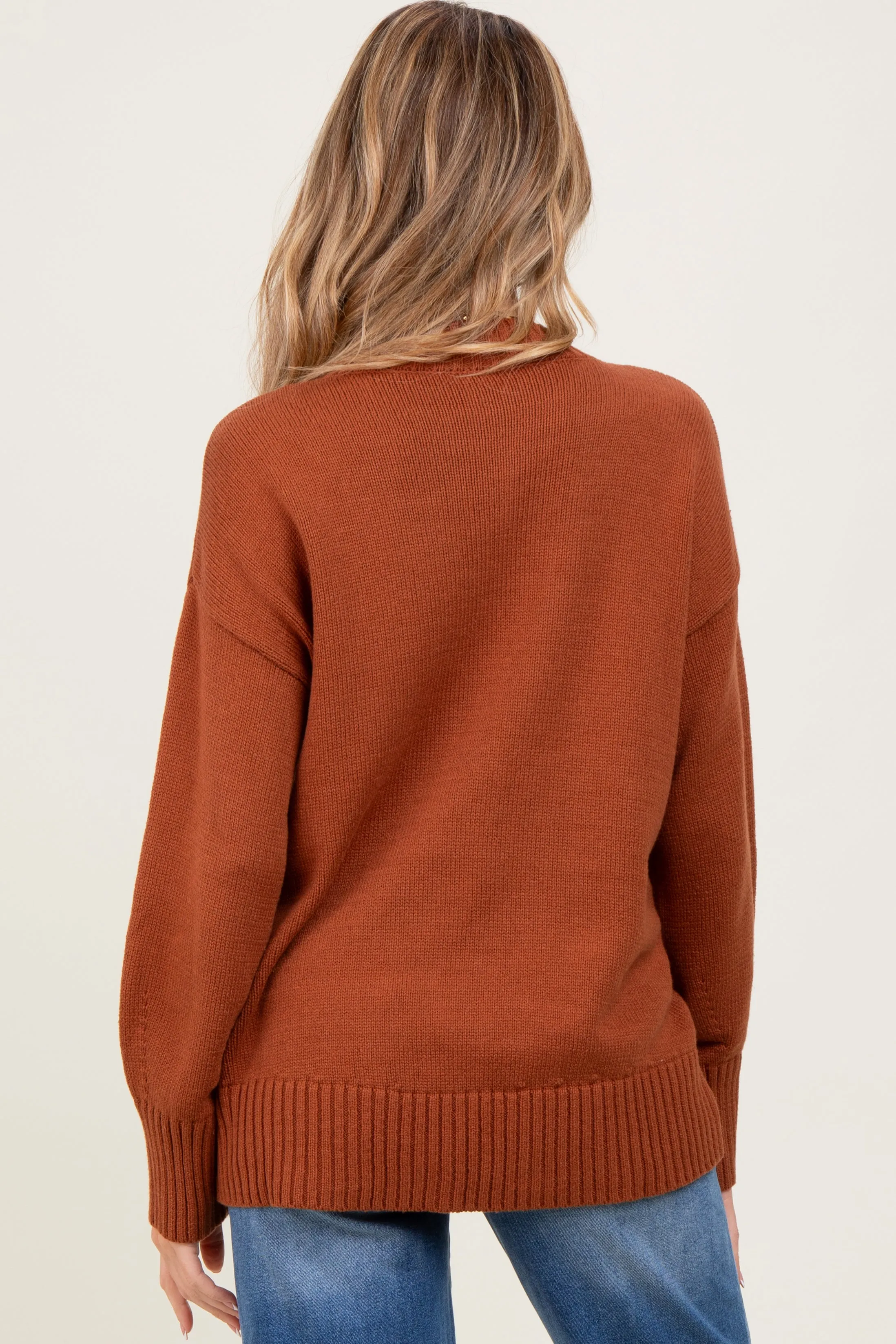 Rust Drop Shoulder Oversized Maternity Sweater sold by Pinkblush product image thumbnail 3