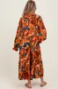 Peach Paisley V-Neck Long Sleeve Tiered Maternity Maxi Dress sold by Pinkblush