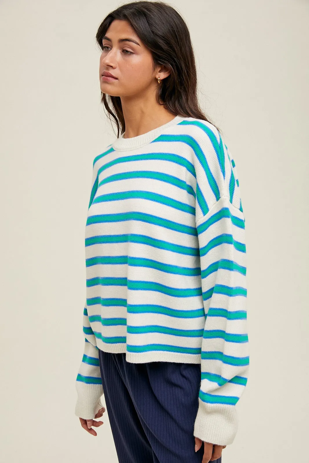 Green Multicolor Stripe Sweater sold by Pinkblush product image thumbnail 2