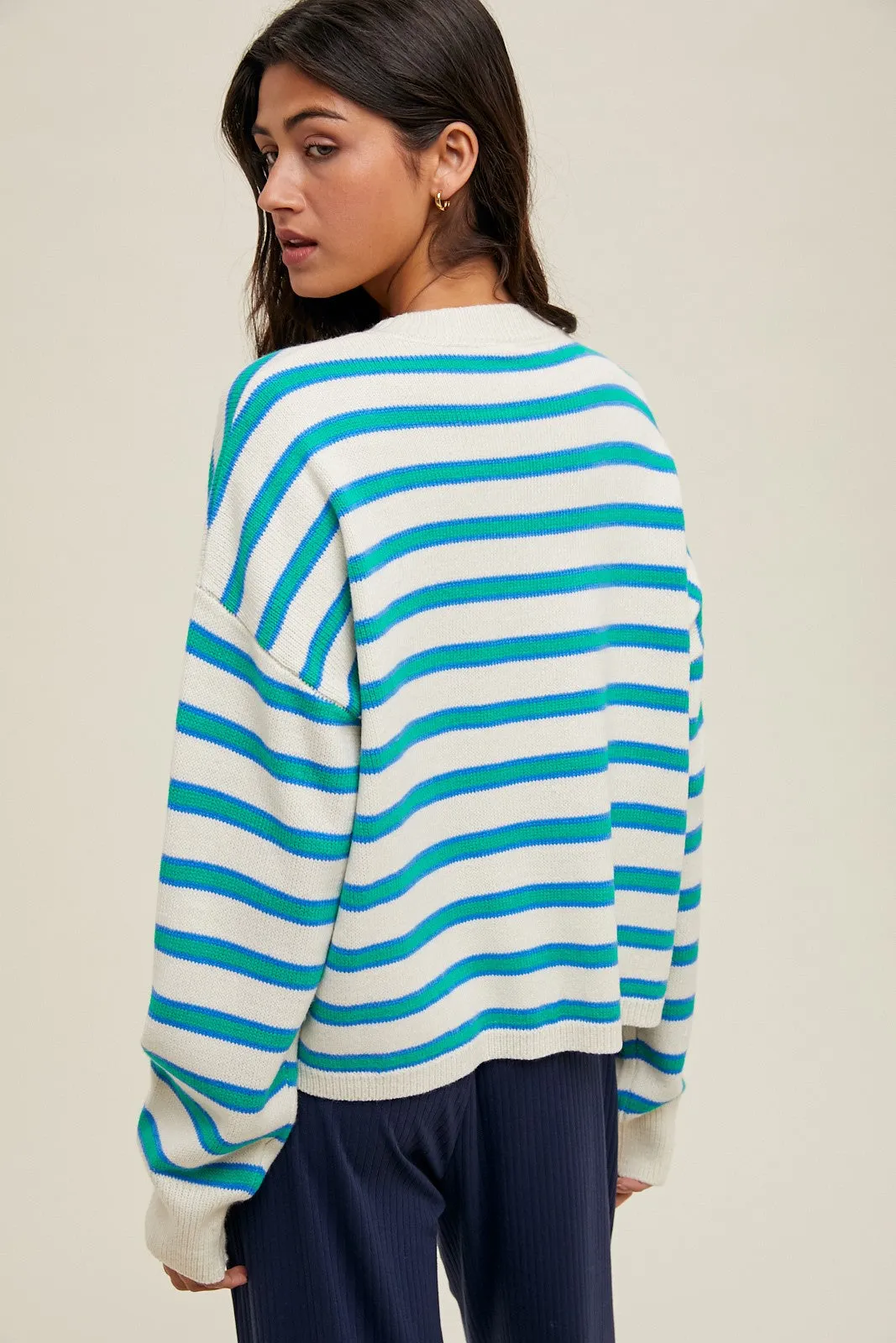 Green Multicolor Stripe Sweater sold by Pinkblush product image thumbnail 3