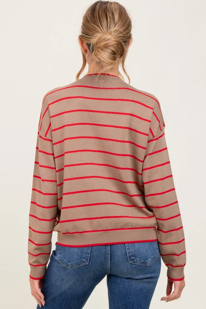 Mocha Striped Drop Shoulder Maternity Sweater sold by Pinkblush product image thumbnail 4