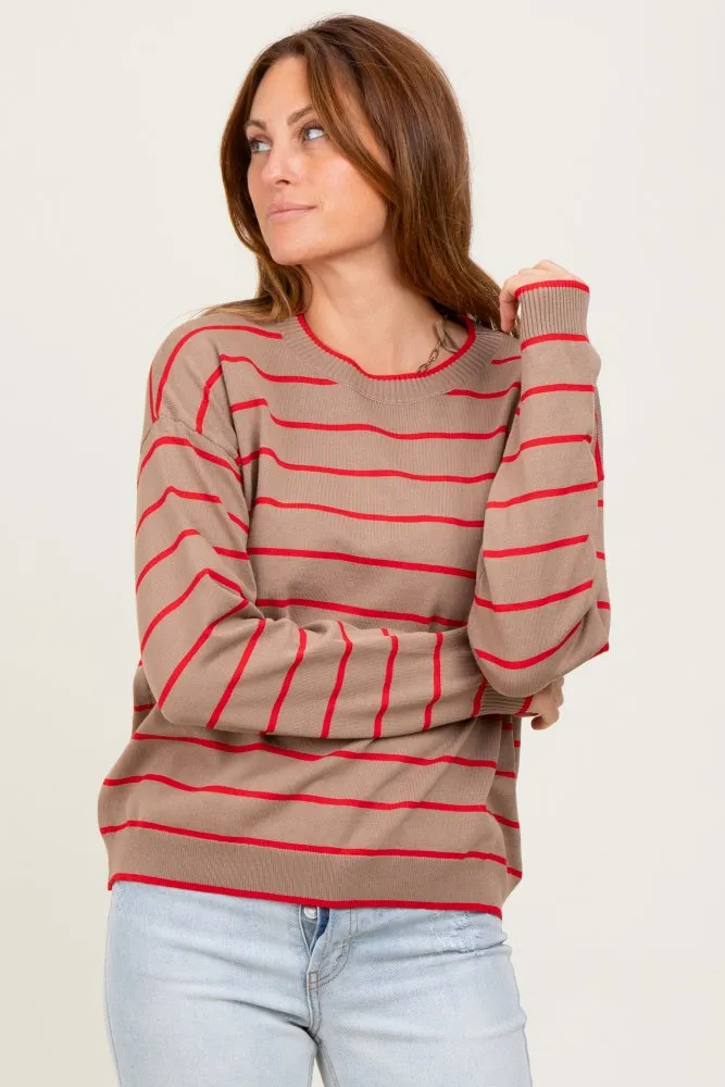 Mocha Striped Drop Shoulder Maternity Sweater sold by Pinkblush product image thumbnail 5
