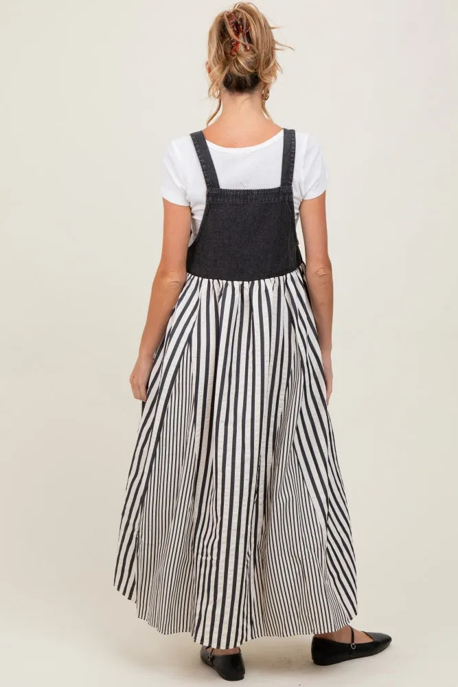 Charcoal Striped Colorblock Denim Contrast Maternity Maxi Dress sold by Pinkblush product image thumbnail 3