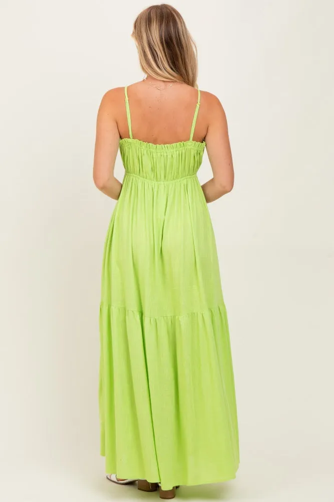Lime Gathered Front Tie Maxi Dress sold by Pinkblush product image thumbnail 4