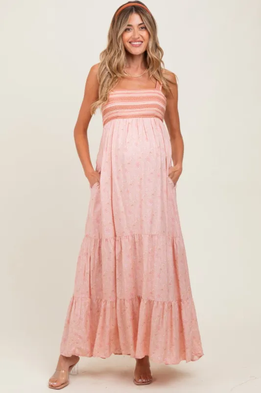 Pink Border Print Sleeveless Maternity Maxi Dress sold by Pinkblush