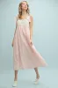 Peach Floral Contrast Stripe Shoulder Tie Midi Dress sold by Pinkblush