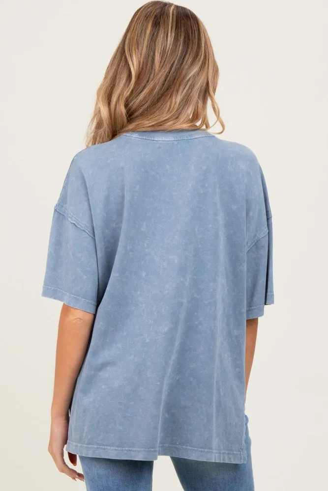 Blue Washed Oversized Boxy Maternity Tee sold by Pinkblush product image thumbnail 3