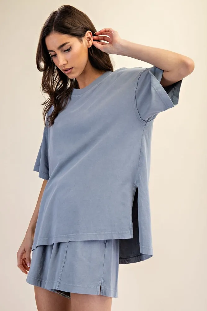 Blue Washed Oversized Boxy Maternity Tee sold by Pinkblush product image thumbnail 4