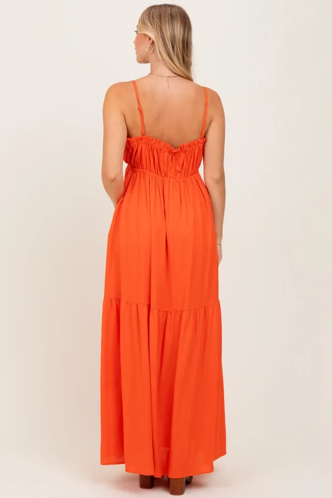 Orange Gathered Front Tie Maxi Dress sold by Pinkblush product image thumbnail 3