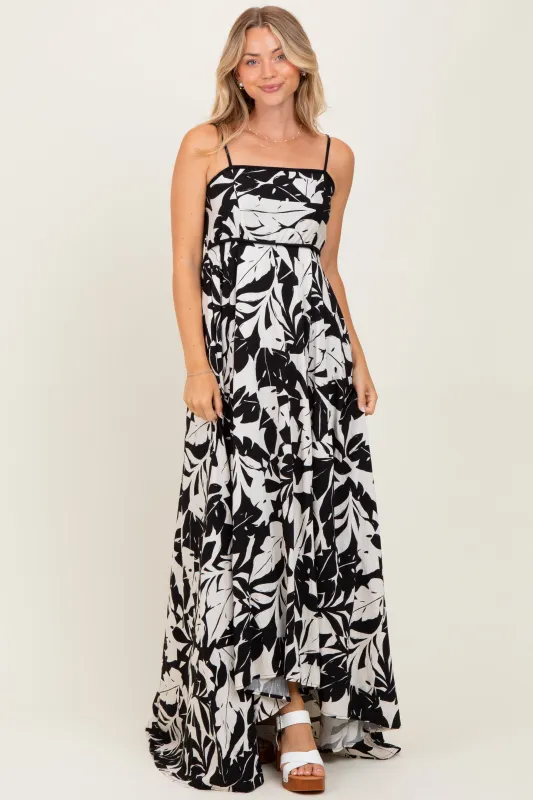 Black/ White Vintage Floral Smocked Top Sleeveless Maxi Dress sold by Pinkblush