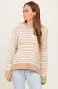 Taupe Striped Dot Contrast Knit Maternity Sweater sold by Pinkblush