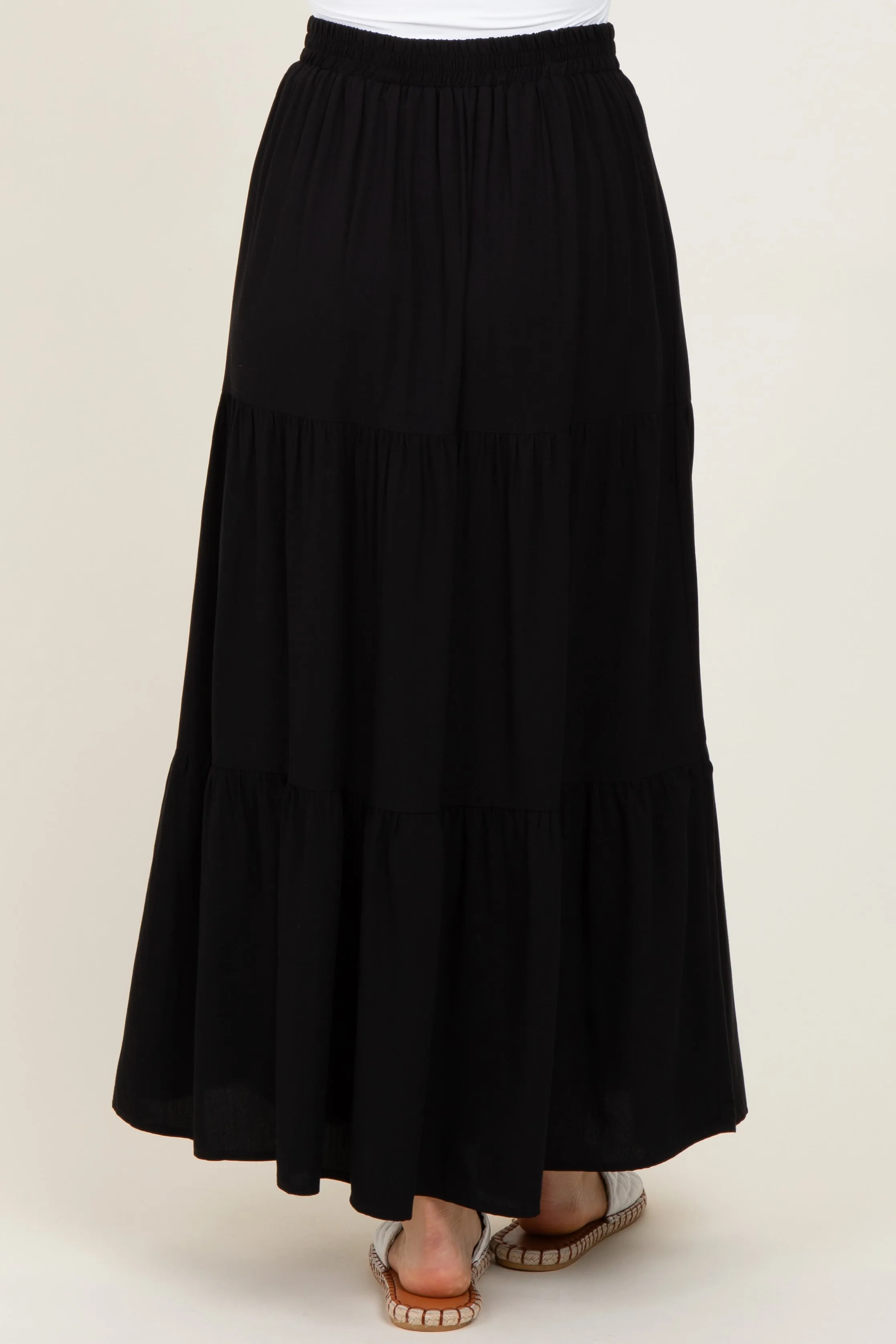 Black Drawstring Tiered Maxi Skirt sold by Pinkblush product image thumbnail 4