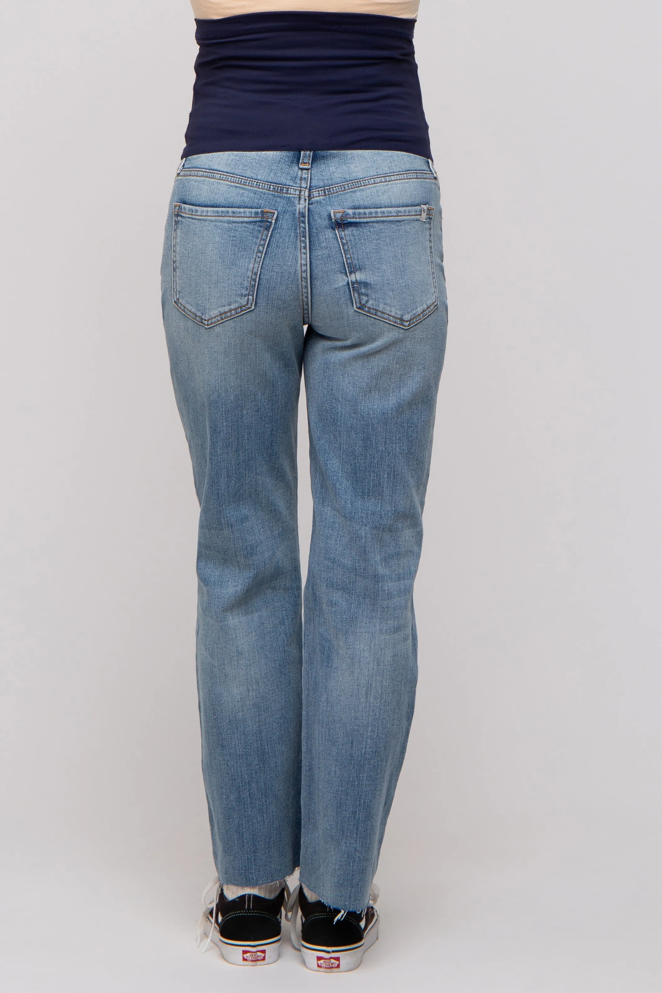 Blue Distressed Knee Straight Maternity Jeans sold by Pinkblush product image thumbnail 5
