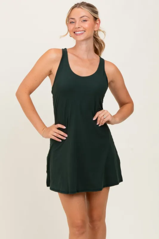 Dark Forest Green Tennis Racerback Romper Dress sold by Pinkblush