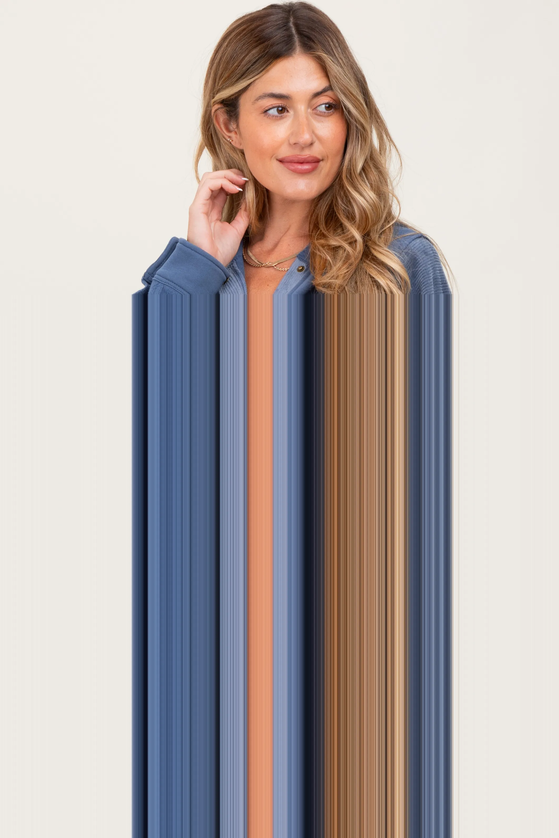 Blue Corduroy Contrast Oversized Maternity Hoodie sold by Pinkblush product image thumbnail 2