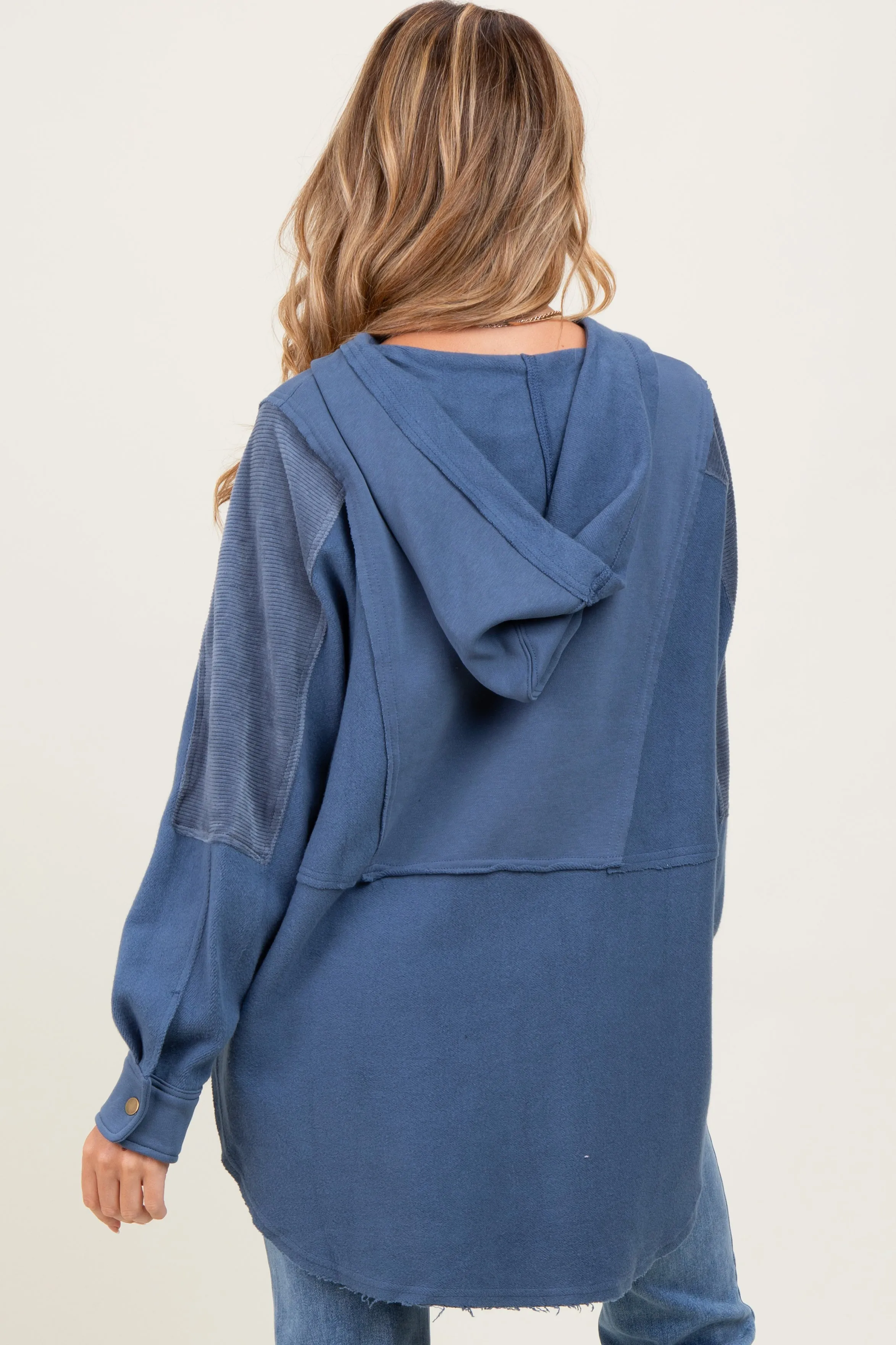 Blue Corduroy Contrast Oversized Maternity Hoodie sold by Pinkblush product image thumbnail 3