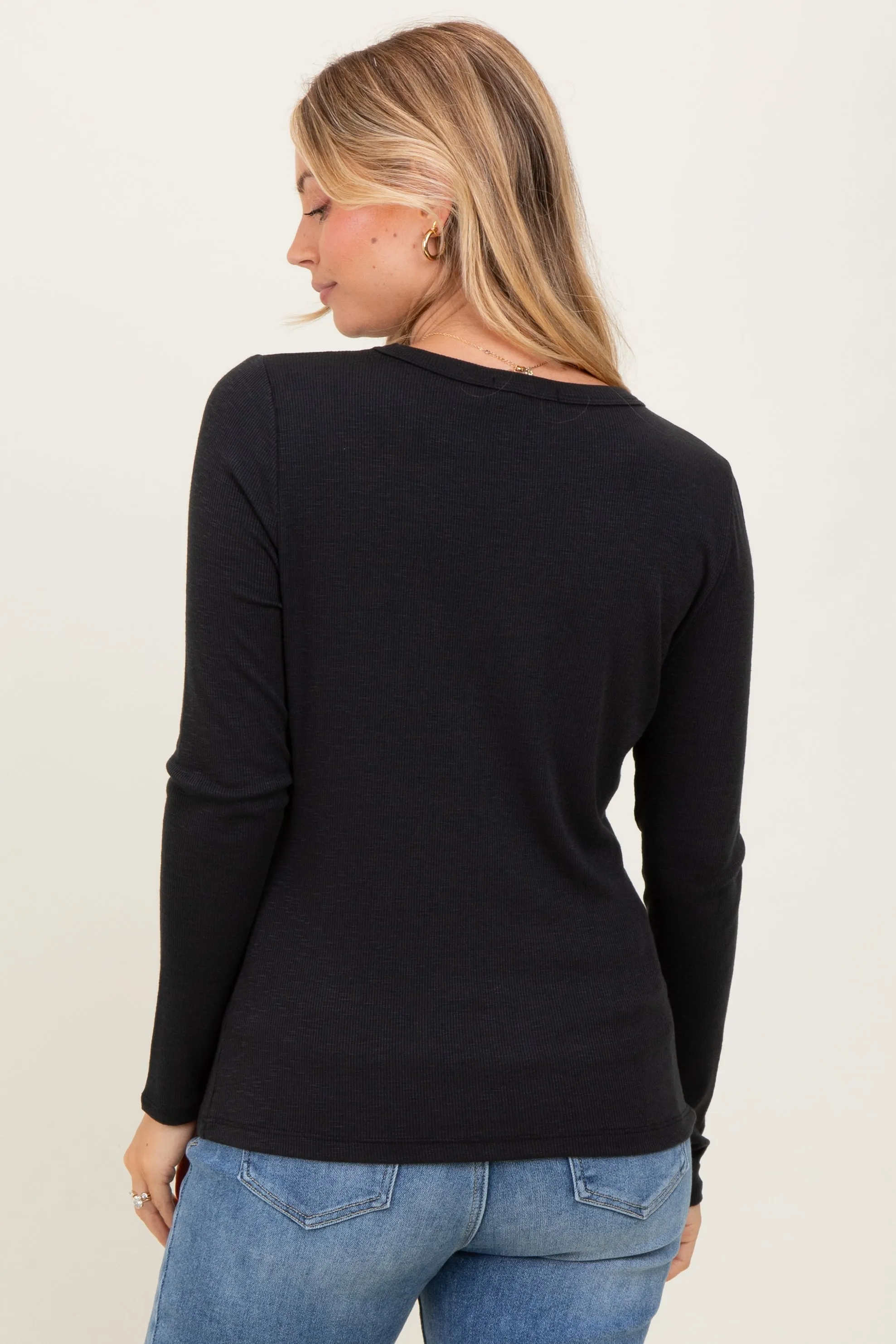 Black Ribbed Long Sleeve Top sold by Pinkblush product image thumbnail 4