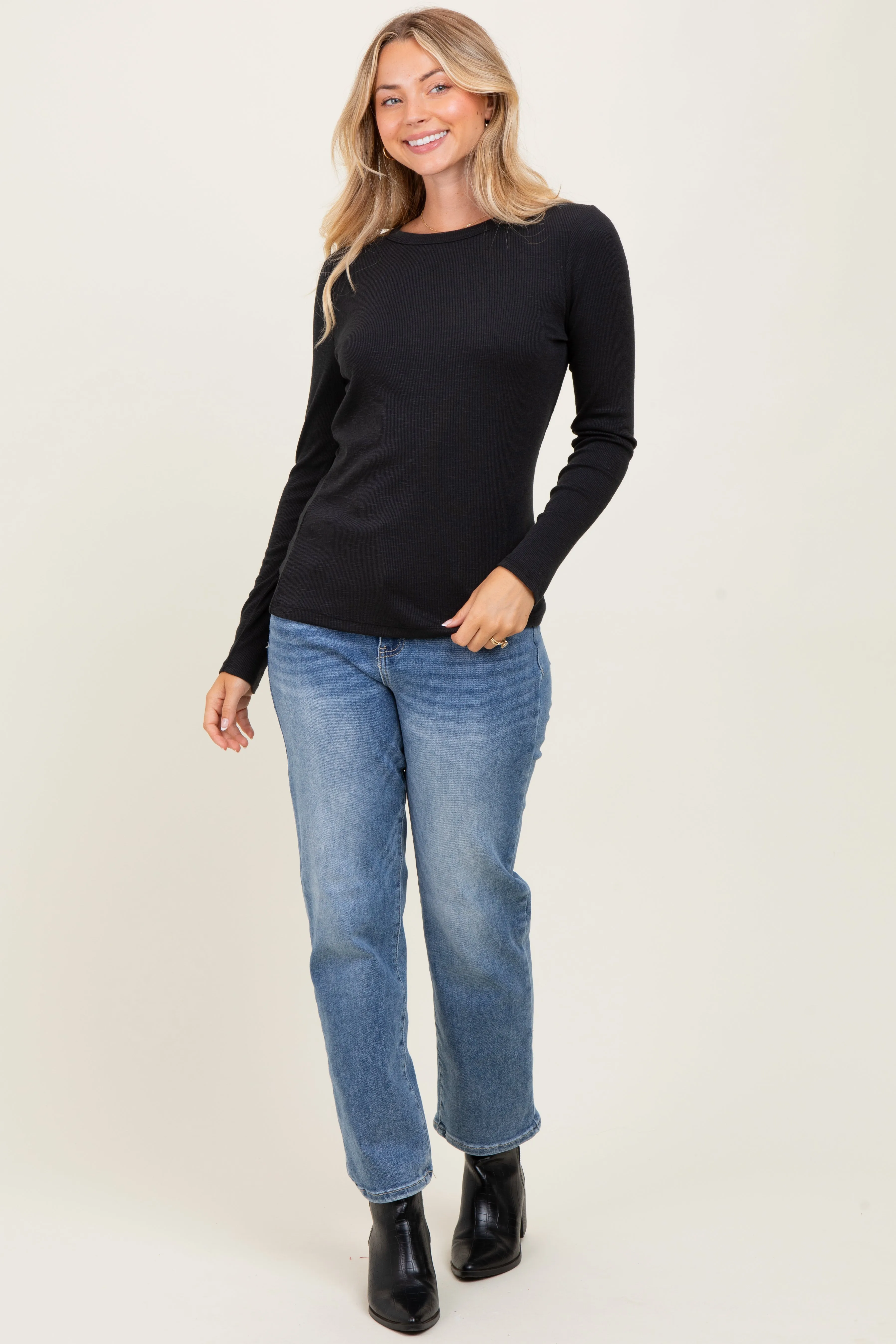 Black Ribbed Long Sleeve Top sold by Pinkblush product image thumbnail 2