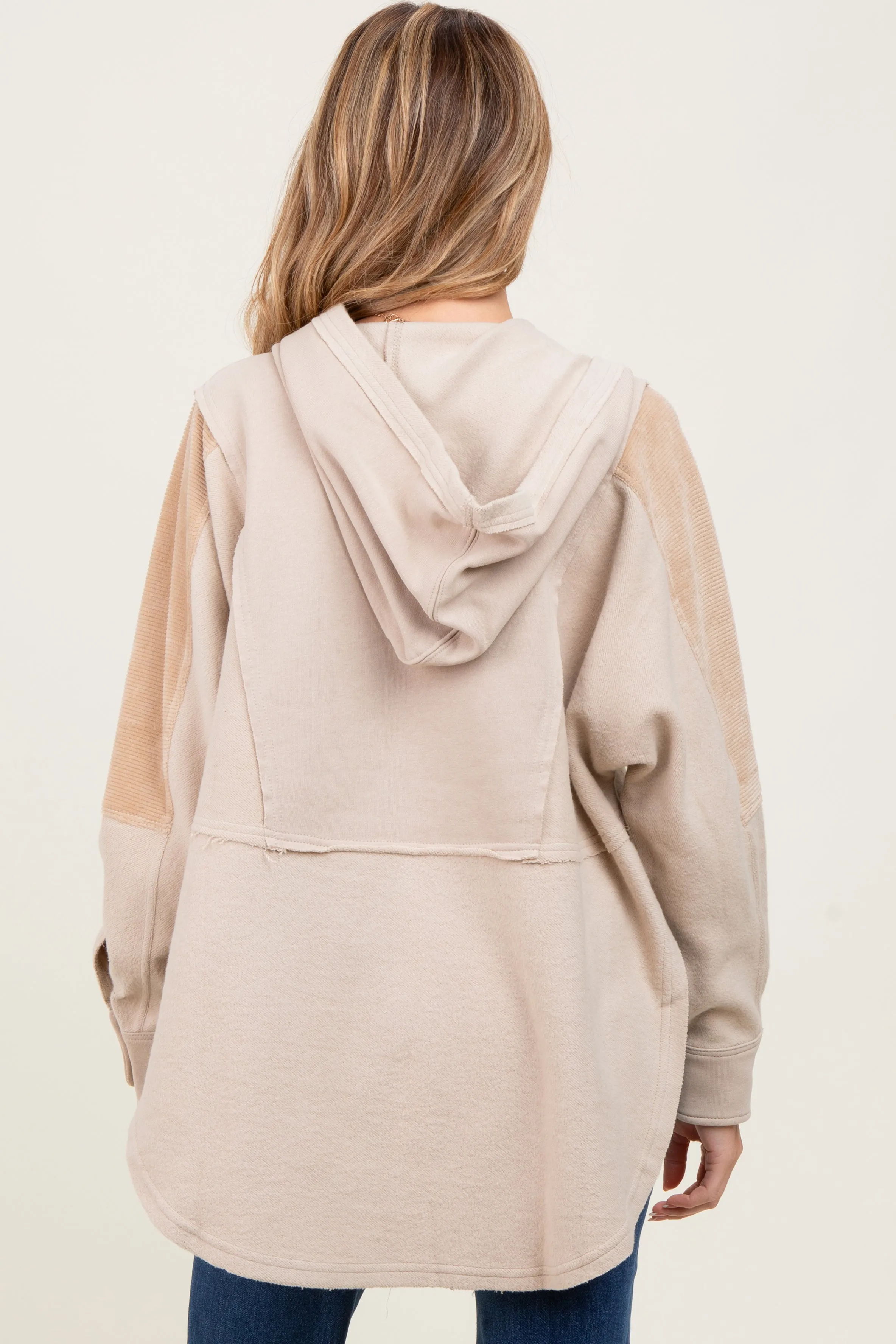 Beige Corduroy Contrast Oversized Maternity Hoodie sold by Pinkblush product image thumbnail 3