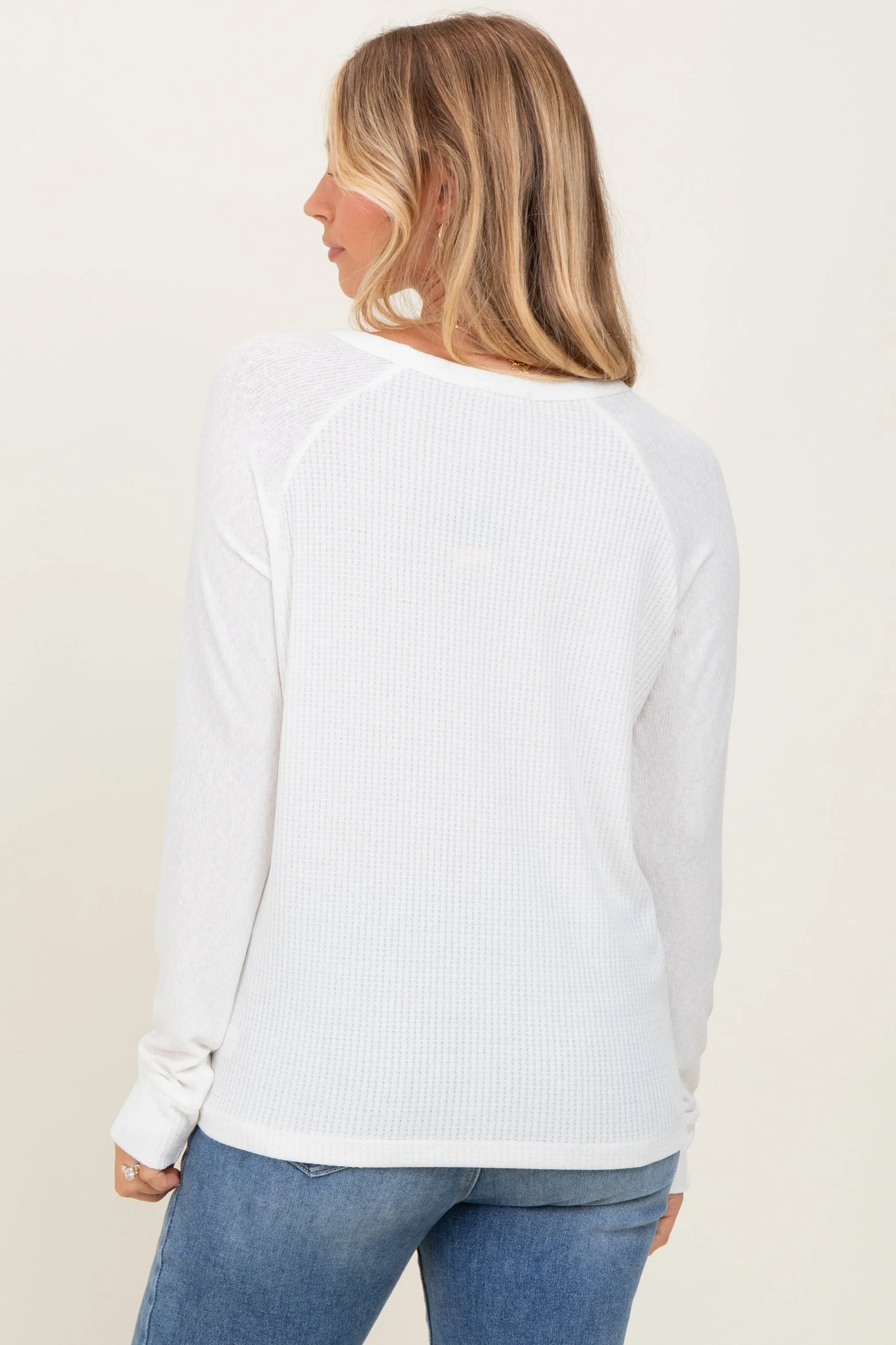 Ivory Waffle Knit Long Sleeve Top sold by Pinkblush product image thumbnail 4