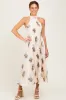 Cream Printed Pleated Maternity Halter Dress sold by Pinkblush
