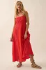 Coral Red Crochet Lace Paneled Maternity Maxi Dress sold by Pinkblush