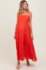 Coral Red Crochet Lace Paneled Maternity Maxi Dress sold by Pinkblush