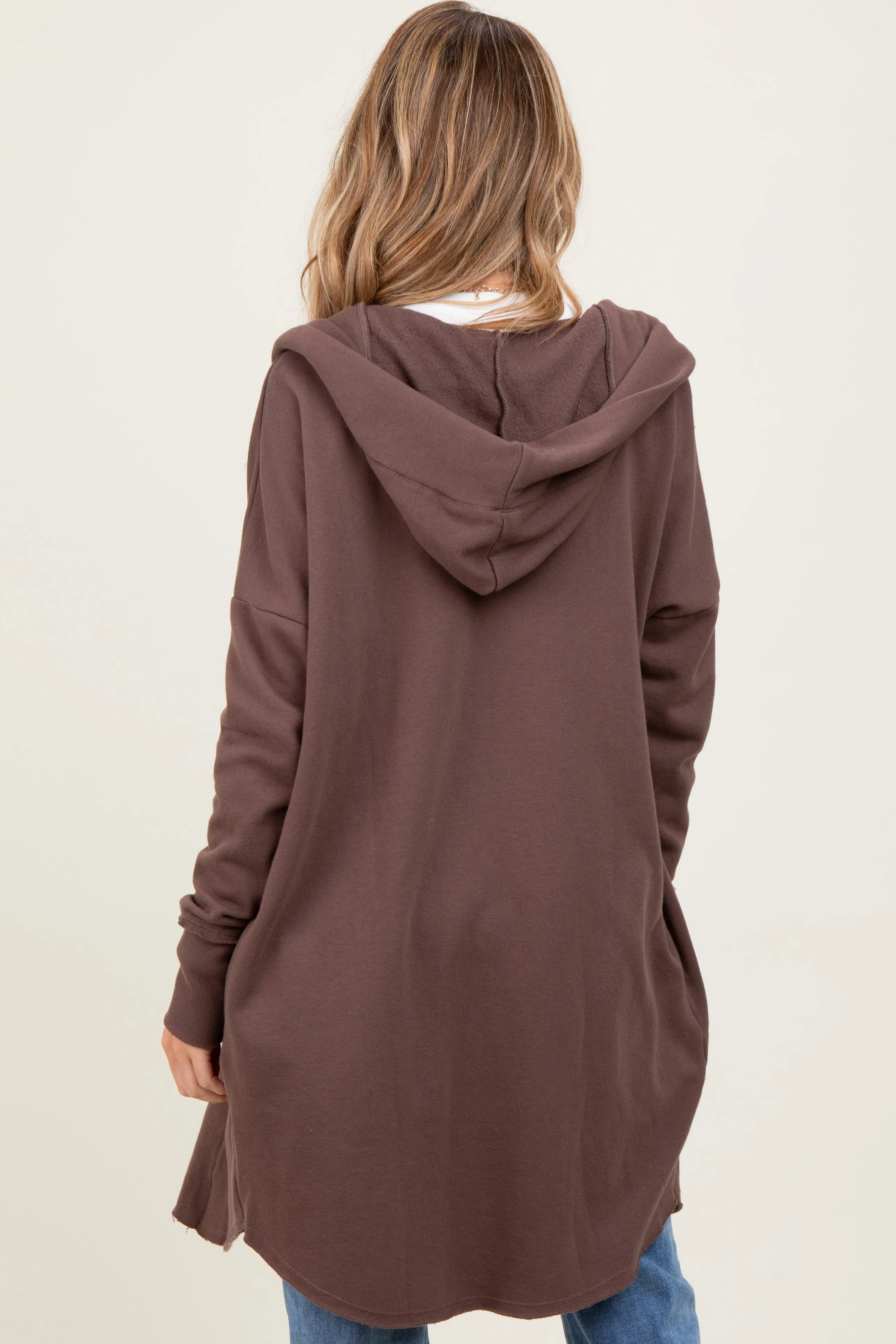 Mocha Hooded Long Maternity Cardigan sold by Pinkblush product image thumbnail 4