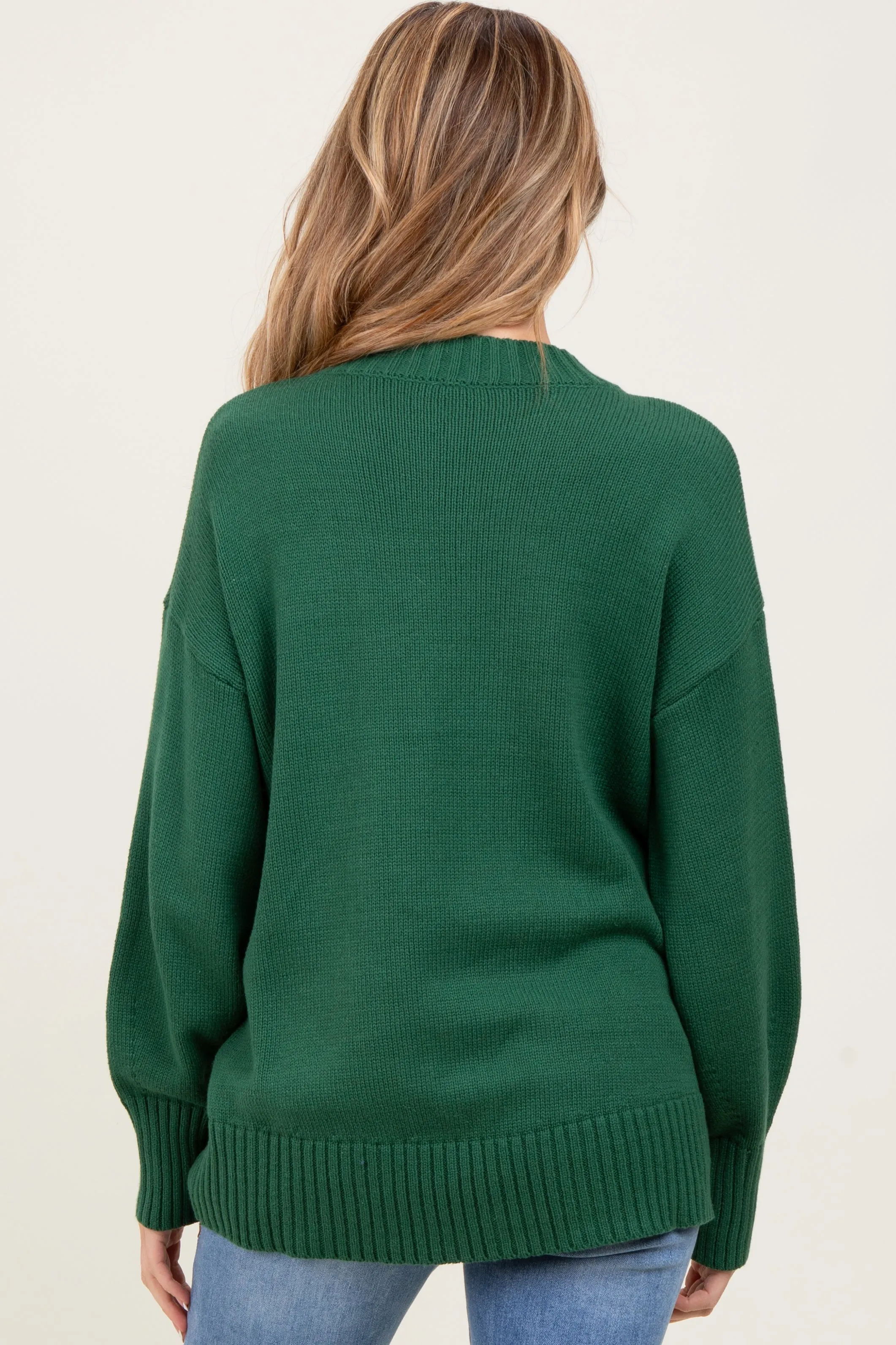 Green Drop Shoulder Oversized Maternity Sweater sold by Pinkblush product image thumbnail 4