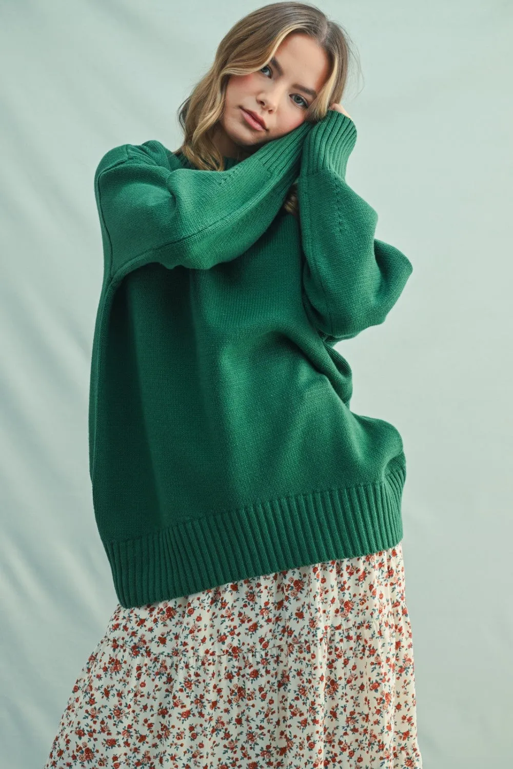 Green Drop Shoulder Oversized Maternity Sweater sold by Pinkblush product image thumbnail 5