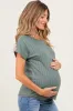 Olive Ribbed Relaxed Maternity Tee sold by Pinkblush