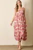 Mauve Floral Shoulder Tie Maternity Midi Dress sold by Pinkblush
