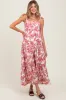 Mauve Floral Shoulder Tie Maternity Midi Dress sold by Pinkblush