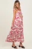 Mauve Floral Shoulder Tie Maternity Midi Dress sold by Pinkblush