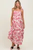Mauve Floral Shoulder Tie Maternity Midi Dress sold by Pinkblush