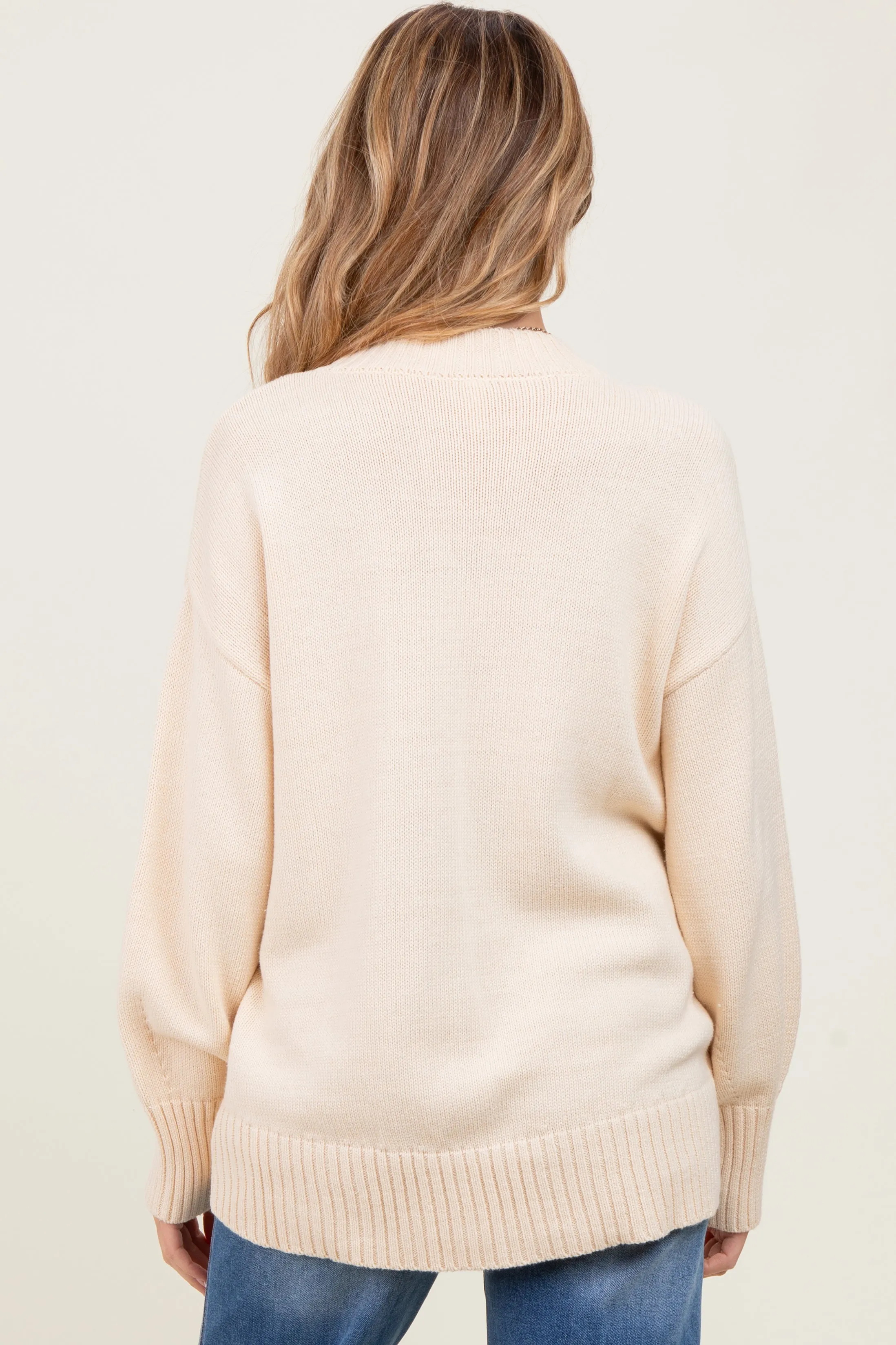 Cream Drop Shoulder Oversized Maternity Sweater sold by Pinkblush product image thumbnail 4