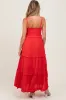 Red Swiss Dot Smocked Sleeveless Maternity Maxi Dress sold by Pinkblush