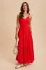 Red Swiss Dot Smocked Sleeveless Maternity Maxi Dress sold by Pinkblush