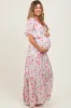 Coral Floral V-Neck Flowy Tiered Maternity Maxi Dress sold by Pinkblush